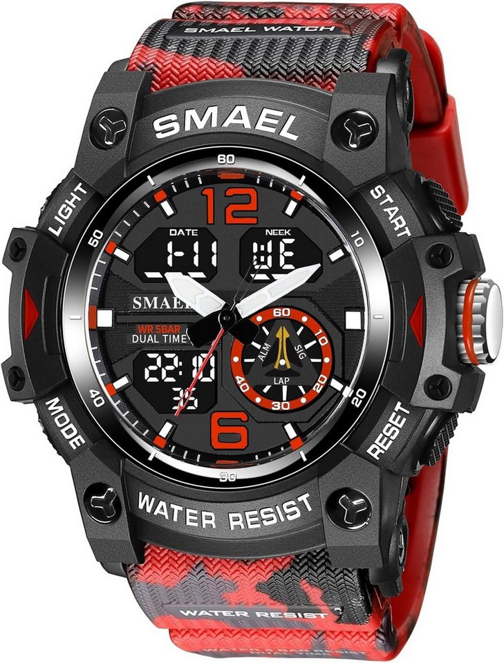 SMAEL Multifunktional Mit LED-Anzeige,Alarm, Datum, Stoppuhr und Stoßschutz Watch, Spritzwassergeschützt Wasserspritzern stand, etwa beim Händewaschen von SMAEL