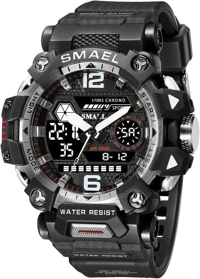 SMAEL Multifunktional Stoppuhr, Alarm, Kalender, LED-Licht, Dualzeit & mehr Watch, Gleichzeitige Anzeige zwei Zeitzonen durch analoge & digitale Technik SMAEL Multifunktional Stoppuhr, Alarm, Kalender, LED-Licht, Dualzeit & mehr Watch, Gleichzeitige Anzeige zwei Zeitzonen durch analoge & digitale Technik von SMAEL