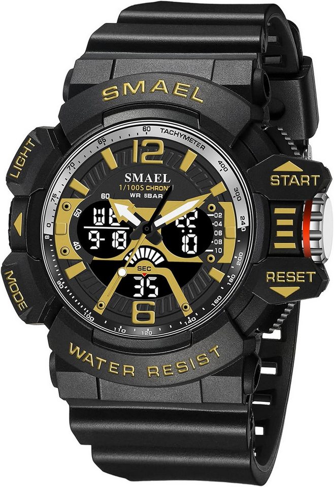 SMAEL Multifunktionale Digitalanzeige, Stoppuhr, LED-Hintergrundlicht, Datum Watch, Sportliches Design Modernes Zifferblatt mit großer Anzeige & LED-Licht SMAEL Multifunktionale Digitalanzeige, Stoppuhr, LED-Hintergrundlicht, Datum Watch, Sportliches Design Modernes Zifferblatt mit großer Anzeige & LED-Licht von SMAEL