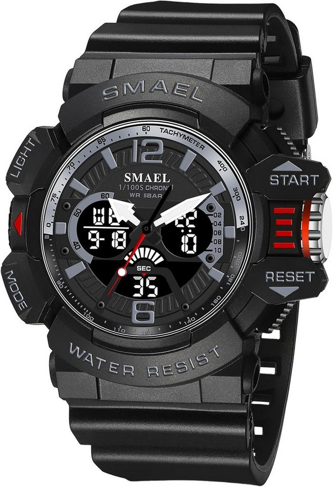 SMAEL Multifunktionale Digitalanzeige, Stoppuhr, LED-Hintergrundlicht, Datum Watch, Sportliches Design Modernes Zifferblatt mit großer Anzeige & LED-Licht SMAEL Multifunktionale Digitalanzeige, Stoppuhr, LED-Hintergrundlicht, Datum Watch, Sportliches Design Modernes Zifferblatt mit großer Anzeige & LED-Licht von SMAEL