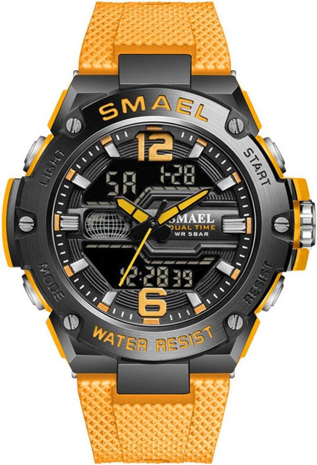 SMAEL Multifunktionsuhr mit Stoppuhr, LED-Licht, Alarm, Kalender, stoßfestem Watch, Digitaluhr für Männer mit großem Zifferblatt und Dualanzeige SMAEL Multifunktionsuhr mit Stoppuhr, LED-Licht, Alarm, Kalender, stoßfestem Watch, Digitaluhr für Männer mit großem Zifferblatt und Dualanzeige von SMAEL