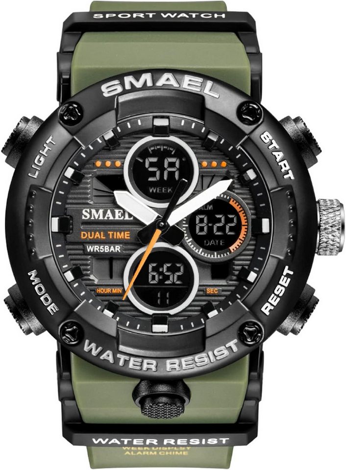 SMAEL Sportuhr mit analog-digital Anzeige & LED Beleuchtung-Kalender, Wecker Watch, Outdoor Armbanduhr mit Stoppuhr und Dualzeitfunktion SMAEL Sportuhr mit analog-digital Anzeige & LED Beleuchtung-Kalender, Wecker Watch, Outdoor Armbanduhr mit Stoppuhr und Dualzeitfunktion von SMAEL