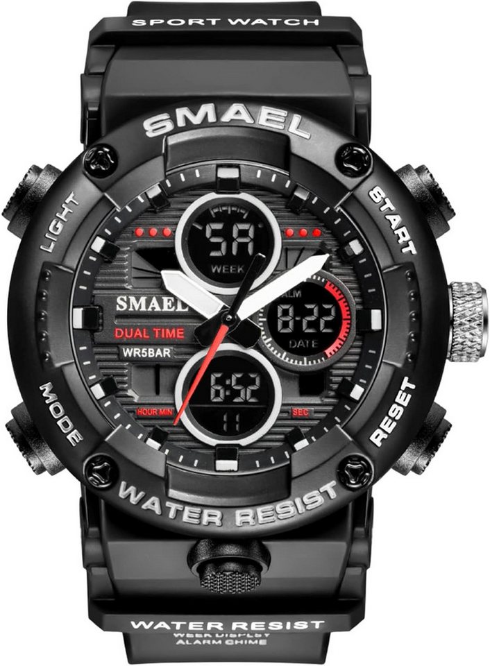 SMAEL Sportuhr mit analog-digital Anzeige & LED Beleuchtung-Kalender, Wecker Watch, Outdoor Armbanduhr mit Stoppuhr und Dualzeitfunktion SMAEL Sportuhr mit analog-digital Anzeige & LED Beleuchtung-Kalender, Wecker Watch, Outdoor Armbanduhr mit Stoppuhr und Dualzeitfunktion von SMAEL