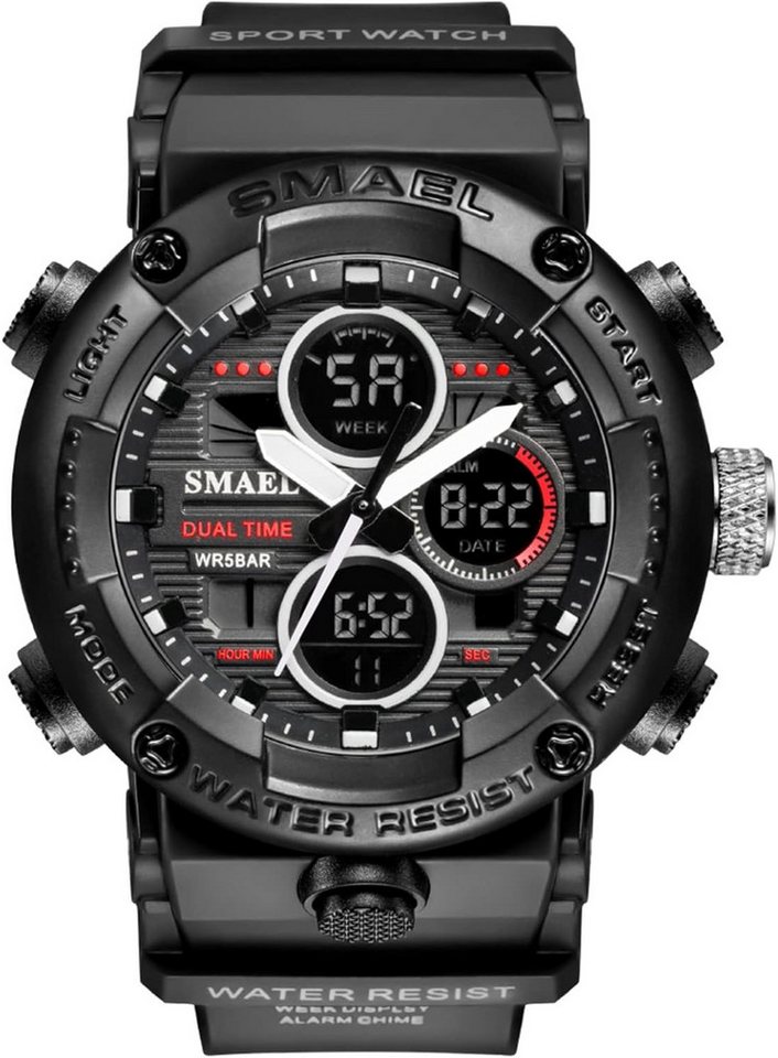 SMAEL Sportuhr mit analog-digital Anzeige & LED Beleuchtung-Kalender, Wecker Watch, Outdoor Armbanduhr mit Stoppuhr und Dualzeitfunktion SMAEL Sportuhr mit analog-digital Anzeige & LED Beleuchtung-Kalender, Wecker Watch, Outdoor Armbanduhr mit Stoppuhr und Dualzeitfunktion von SMAEL