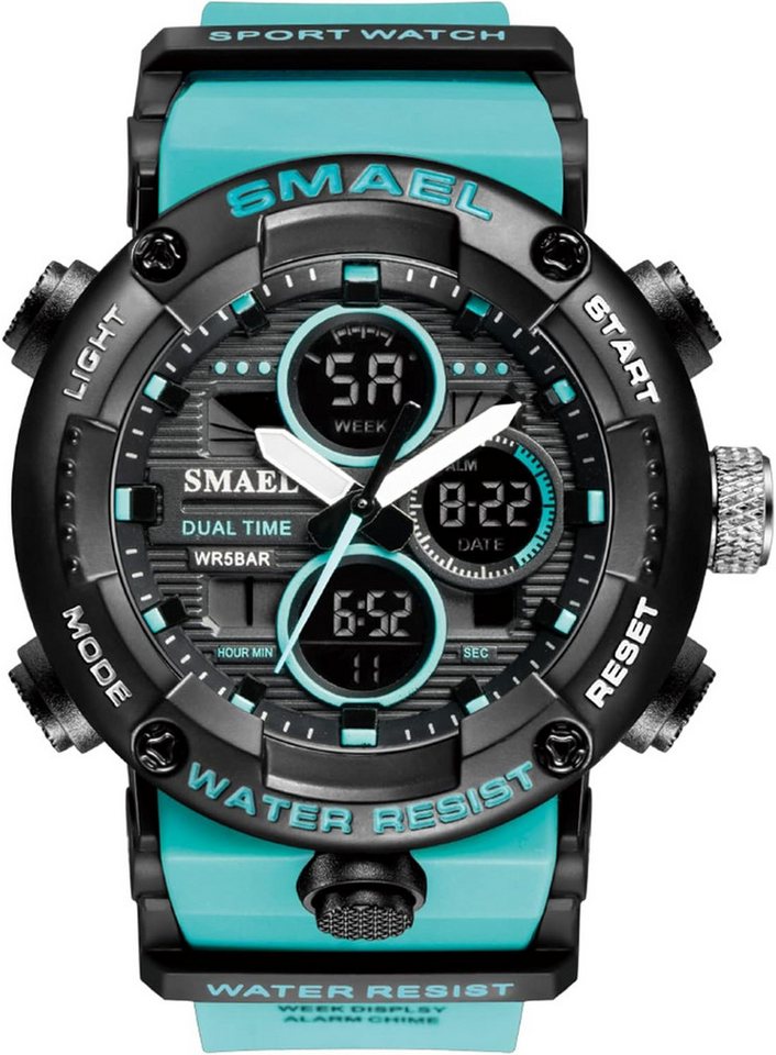 SMAEL Sportuhr mit analog-digital Anzeige & LED Beleuchtung-Kalender, Wecker Watch, Outdoor Armbanduhr mit Stoppuhr und Dualzeitfunktion von SMAEL