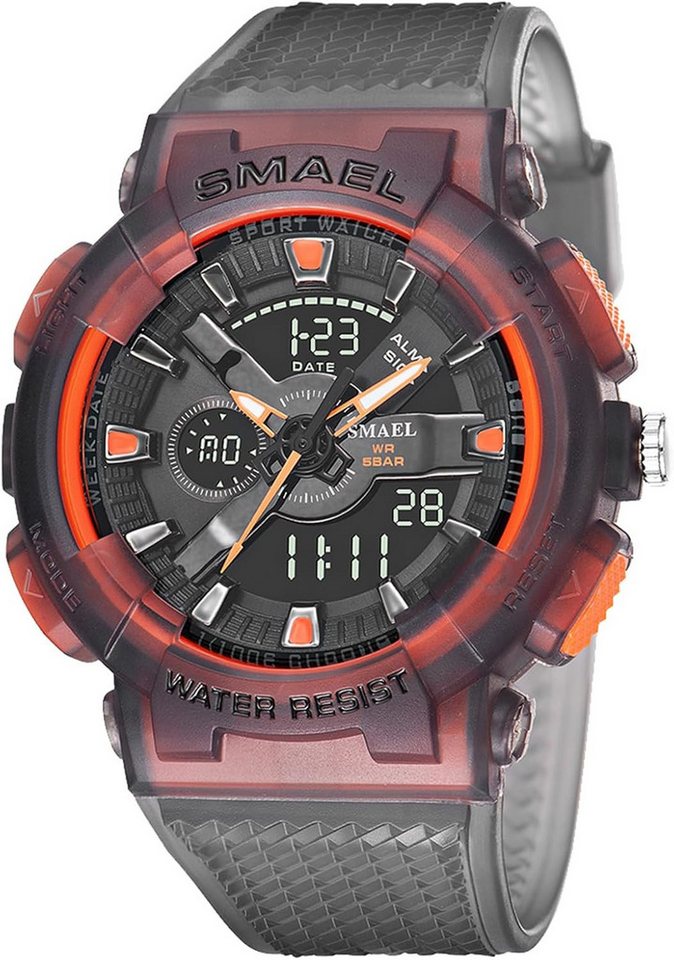 SMAEL Vielseitige Digitaluhr mit LED-Licht, Datum, Stoppuhr,Alarm, Countdown Watch, Duale Zeitzone Uhr für Reisen und Alltag von SMAEL