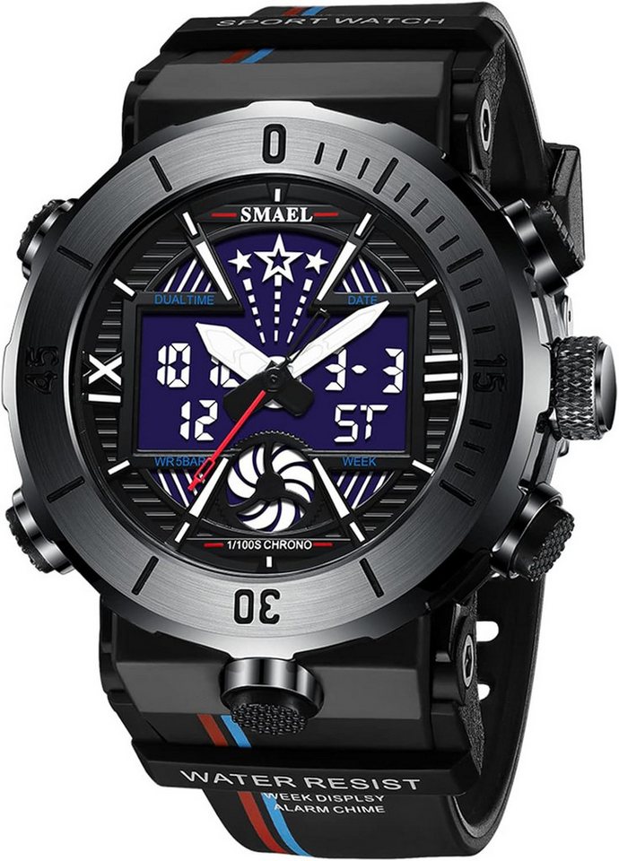 SMAEL Vielseitige Funktionen Stoppuhr, Dualzeit, Alarm,Kalender & LED-Licht Watch, Wasserdicht bis 50m Zum Schwimmen,Händewaschen oder bei Regen tragbar SMAEL Vielseitige Funktionen Stoppuhr, Dualzeit, Alarm,Kalender & LED-Licht Watch, Wasserdicht bis 50m Zum Schwimmen,Händewaschen oder bei Regen tragbar von SMAEL