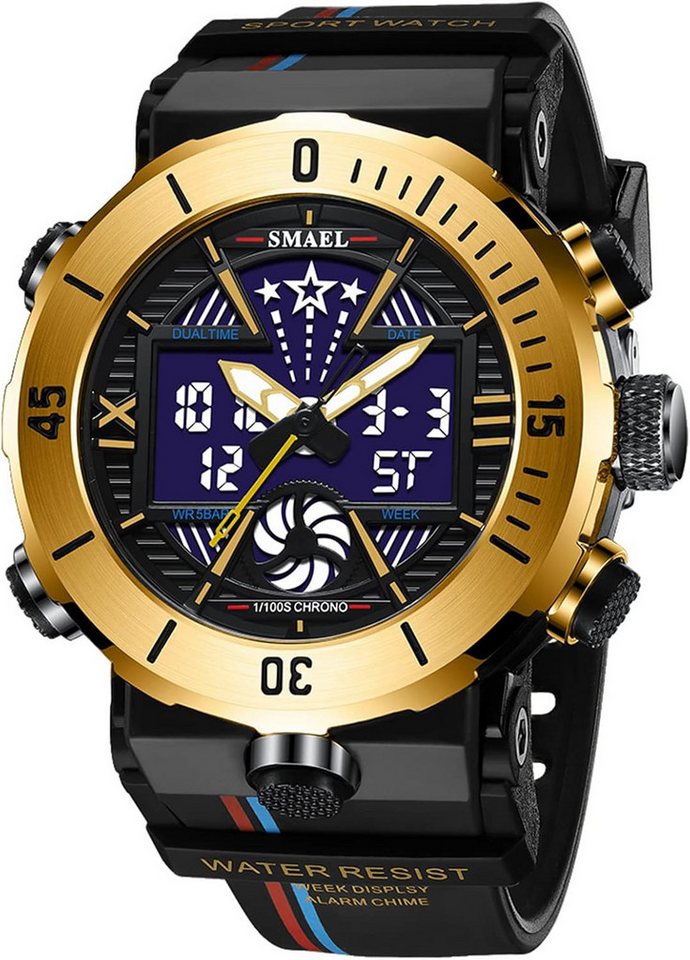 SMAEL Vielseitige Funktionen Stoppuhr, Dualzeit, Alarm,Kalender & LED-Licht Watch, Wasserdicht bis 50m Zum Schwimmen,Händewaschen oder bei Regen tragbar SMAEL Vielseitige Funktionen Stoppuhr, Dualzeit, Alarm,Kalender & LED-Licht Watch, Wasserdicht bis 50m Zum Schwimmen,Händewaschen oder bei Regen tragbar von SMAEL