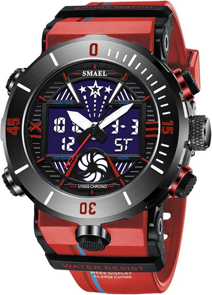 SMAEL Vielseitige Funktionen Stoppuhr, Dualzeit, Alarm,Kalender & LED-Licht Watch, Wasserdicht bis 50m Zum Schwimmen,Händewaschen oder bei Regen tragbar SMAEL Vielseitige Funktionen Stoppuhr, Dualzeit, Alarm,Kalender & LED-Licht Watch, Wasserdicht bis 50m Zum Schwimmen,Händewaschen oder bei Regen tragbar von SMAEL