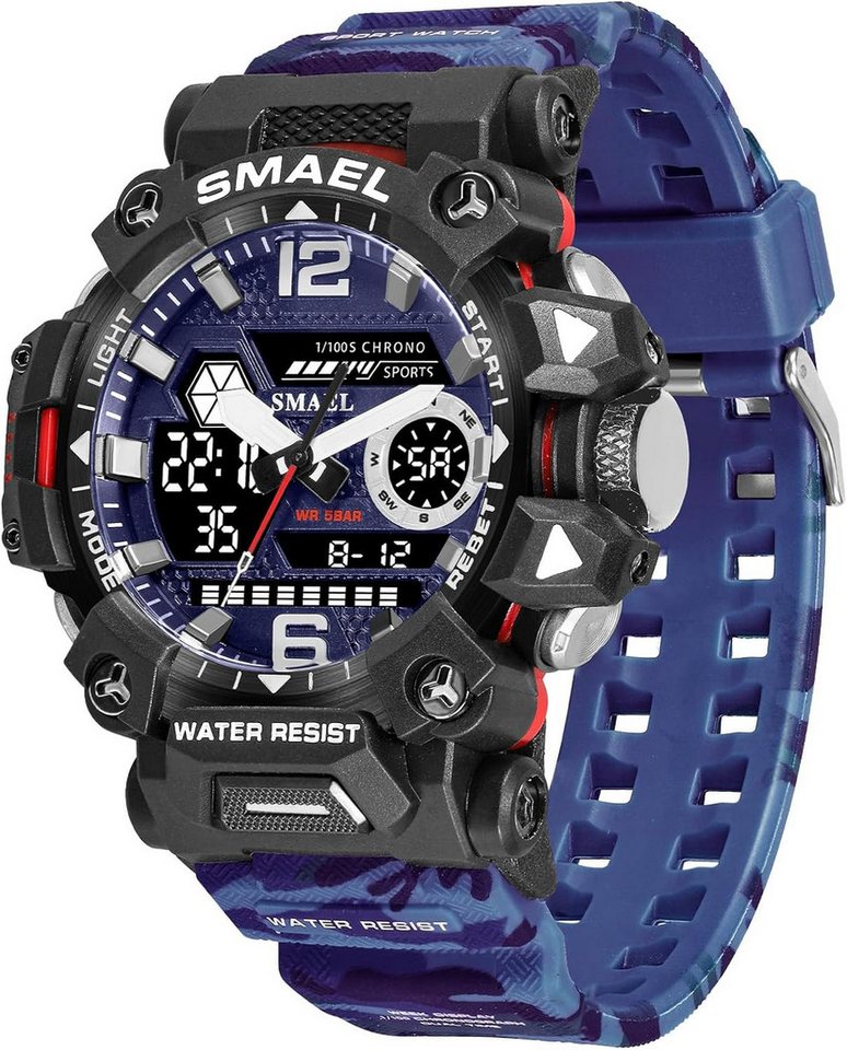 SMAEL Vielseitige Mit Digitalanzeige, LED-Licht, Datum, Alarm & Stoppuhr Watch, Wasserabweisend im Alltag – Hält Spritzwasser stand, beim Händewaschen von SMAEL