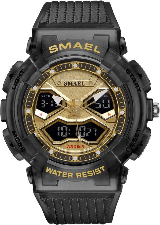 SMAEL mit Digitalanzeige, LED-Licht, Datum, Alarm, Stoppuhr und stoßfest Watch, Schlichtes Zifferblatt mit großem Display & LED-Hintergrundbeleuchtung SMAEL mit Digitalanzeige, LED-Licht, Datum, Alarm, Stoppuhr und stoßfest Watch, Schlichtes Zifferblatt mit großem Display & LED-Hintergrundbeleuchtung von SMAEL