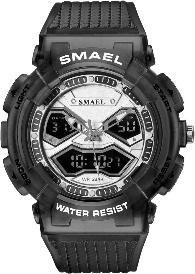 SMAEL mit Digitalanzeige, LED-Licht, Datum, Alarm, Stoppuhr und stoßfest Watch, Schlichtes Zifferblatt mit großem Display & LED-Hintergrundbeleuchtung SMAEL mit Digitalanzeige, LED-Licht, Datum, Alarm, Stoppuhr und stoßfest Watch, Schlichtes Zifferblatt mit großem Display & LED-Hintergrundbeleuchtung von SMAEL