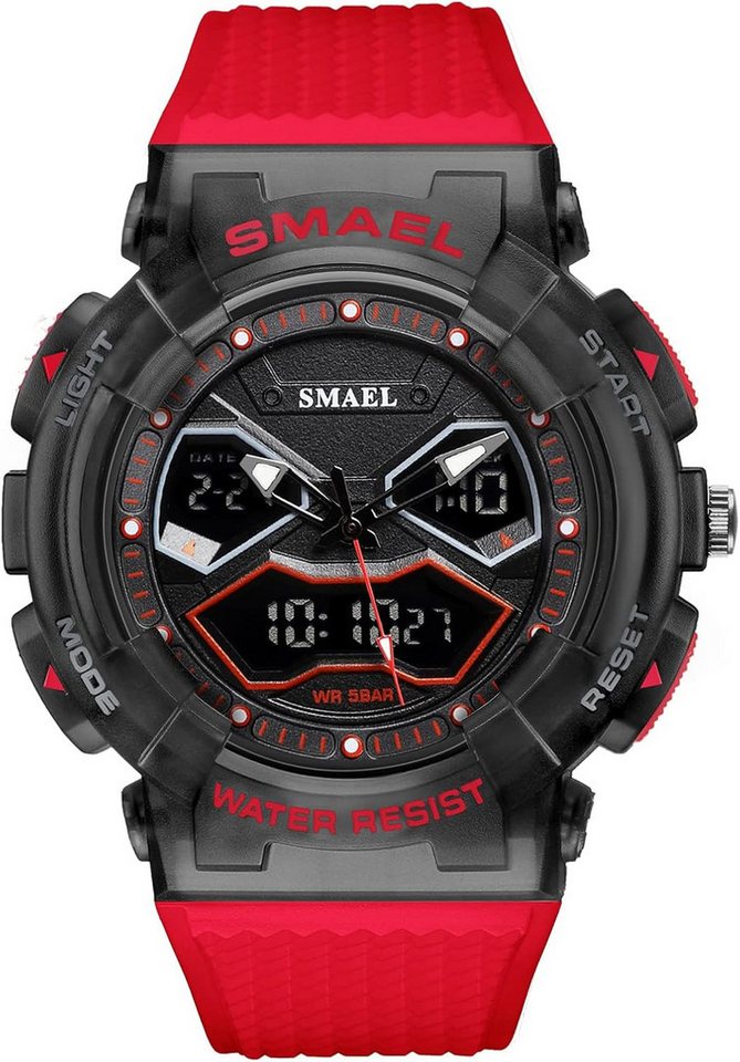SMAEL mit Digitalanzeige, LED-Licht, Datum, Alarm, Stoppuhr und stoßfest Watch, Schlichtes Zifferblatt mit großem Display & LED-Hintergrundbeleuchtung SMAEL mit Digitalanzeige, LED-Licht, Datum, Alarm, Stoppuhr und stoßfest Watch, Schlichtes Zifferblatt mit großem Display & LED-Hintergrundbeleuchtung von SMAEL