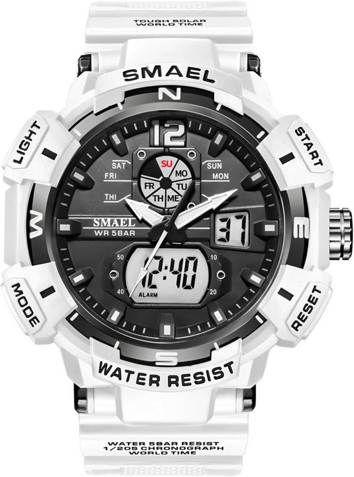 SMAEL stoßfeste Outdoor-Uhr mit LED-Anzeige-Kalender-LED-beleuchtete Outdoor Watch, 50 Meter wasserdichte Digitaluhr mit Alarm und Stoppuhr SMAEL stoßfeste Outdoor-Uhr mit LED-Anzeige-Kalender-LED-beleuchtete Outdoor Watch, 50 Meter wasserdichte Digitaluhr mit Alarm und Stoppuhr von SMAEL