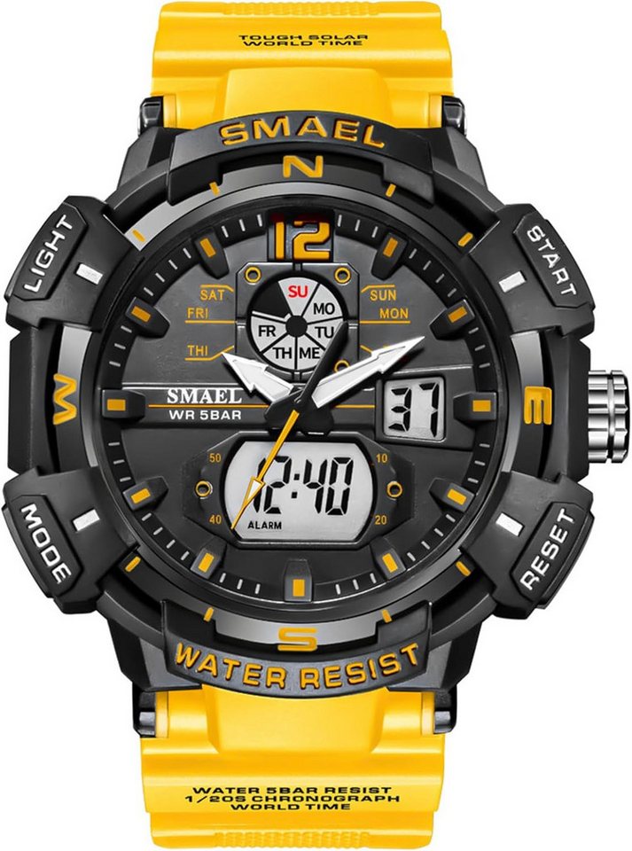 SMAEL stoßfeste Outdoor-Uhr mit LED-Anzeige-Kalender-LED-beleuchtete Outdoor Watch, 50 Meter wasserdichte Digitaluhr mit Alarm und Stoppuhr SMAEL stoßfeste Outdoor-Uhr mit LED-Anzeige-Kalender-LED-beleuchtete Outdoor Watch, 50 Meter wasserdichte Digitaluhr mit Alarm und Stoppuhr von SMAEL