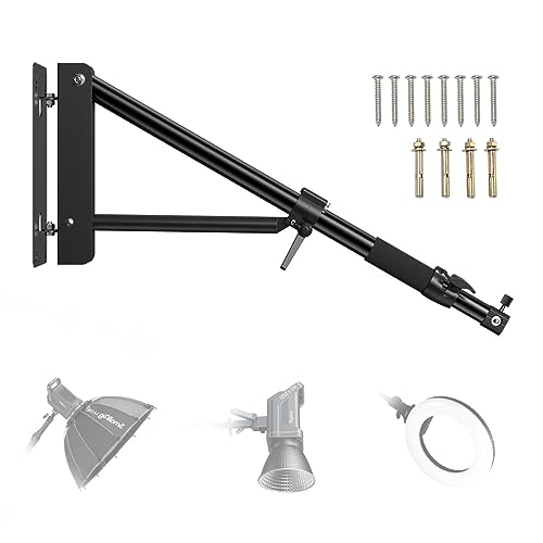 SMALLRIG 148 cm Wall Mount Lichtstativ Auslegerarm mit dreieckiger Basis, 180° verstellbare Ringlicht-Wandhalterung für Fotostudio, COB-Licht, Softbox, maximale Länge 58,3 Zoll, RA-W150-4172 von SMALLRIG