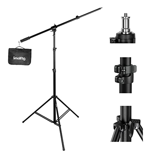 SMALLRIG Aluminium Lichtstativ 110"/9.2ft/280cm, mit 170cm Haltearm, luftgepolstertes Fotografie-Stativ mit 1/4"-Schraube für Softbox, Studiolicht, Ringlicht, max. Belastung 5kg, RA-S280A - 3737 von SMALLRIG