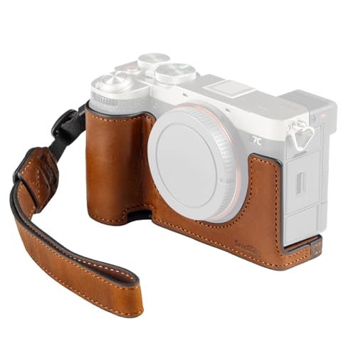 SMALLRIG A7C II / A7CR Kamera-Ledertaschen-Set für Sony Alpha 7C II/Alpha 7CR, Halbtasche aus Leder im Retro-Stil mit Handschlaufe, Rahmen aus Aluminiumlegierung, für Stative/Handaufnahmen – 5015 von SMALLRIG