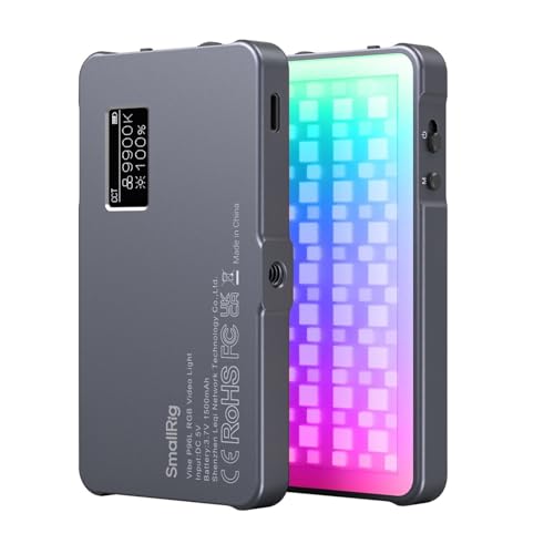 SMALLRIG Led Videoleuchte RGB, Leichtes Fotolicht mit Integriertem OLED-Display, 2500K–8000K, CRI 96, TLCI 96, Tragbares Kamera Licht mit 21 Lichteffekten, P96L – 3489B von SMALLRIG