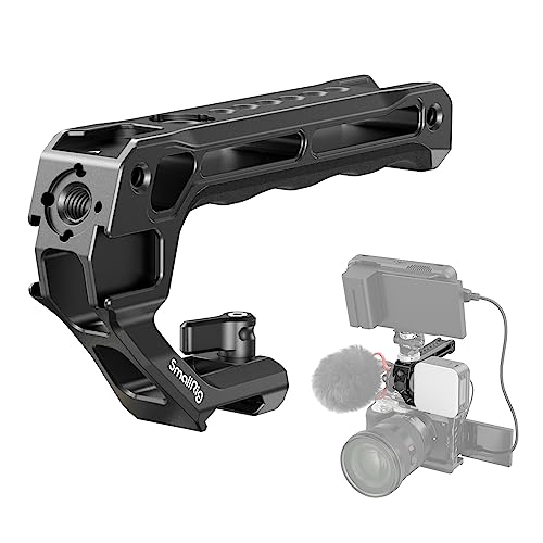 SMALLRIG NATO Top Handle, Griff mit NATO Schnellspanner für Kamerakäfig, universelles Video Rig mit 5 Kaltschuh zur Montage von DSLR Kamera mit Mikrofon, nur 124g (Lite) – 3766 von SMALLRIG