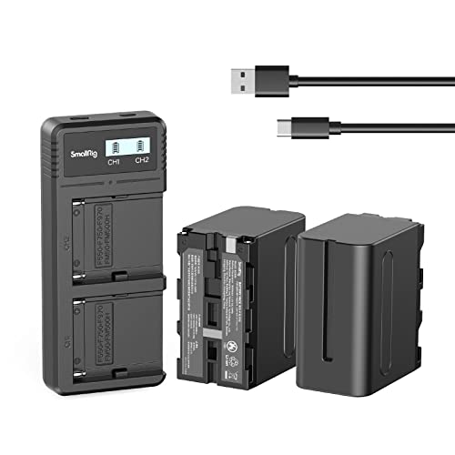 SMALLRIG NP-F970 Ladegerät Battery Ersatzbatterien (2 Stück, 7800mAh Akkus) & Schnellladegerät USB Dual Charger für Sony NP-F970 NP-F960 NP-F950 NP-F930 NP-F550 NP-F570 NP-F750, Camcorder - 3823 von SMALLRIG