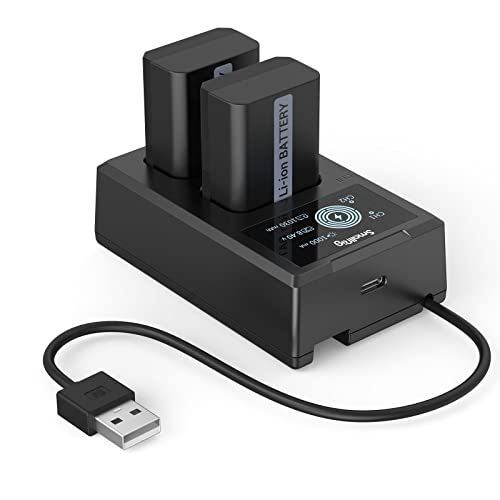 SMALLRIG Battery Akuu für Sony NP-FW50 Ersatzbatterien (2 Stück) & LCD Display Ladegerät Set, Wiederaufladbarer Akku für Sony ZV-E10, A6300, A6400, A6500, A7 II, A7R II, A7S, A7S II, A7R, RX10-3818 von SMALLRIG