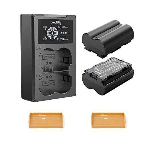 SMALLRIG NP-W235 Ersatzbatterien Kamera Battery (2 Stück, 2040mAh Akkus) und LCD Display Ladegerät Set, Wiederaufladbarer Akku für Fujifilm X-T5, X-T4, X-H2S, GFX 50S II, GFX 100S - 3822 von SMALLRIG