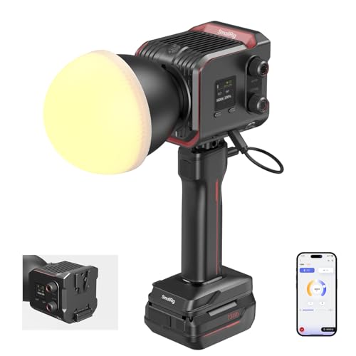 SMALLRIG RC 100B COB LED-Videolicht-Set mit 73Wh Akkugriff, 45 Min. Laufzeit, Eingebaute Akkuplatte, 97+ CRI, 2700K-6500K, App-Steuerung, Ultraportabel für Fotografie, Vlogging, Streaming – 4897 von SMALLRIG