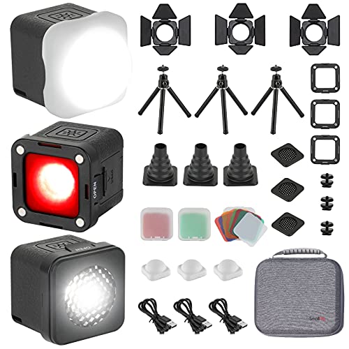 SMALLRIG RM01 LED Videolicht Kit (3 Pack), Videoleuchte Kit Mini Cube mit 8 Farbfiltern, Video Light Kit 5600K CRI95 für Makrofotografie, Entwickelt für Liebhaber von Garage Kits (GK) - 3469 von SMALLRIG