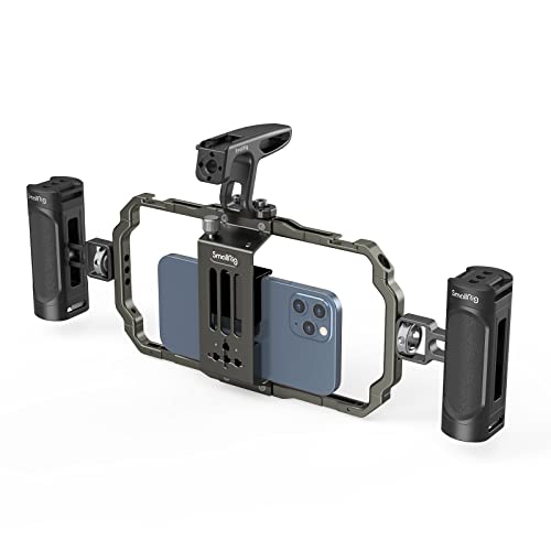 SMALLRIG Smartphone Video Kit, Aluminium Fotografie Filmherstellung Universal Videokäfig, mit Griff Smartphone Rig Kompatibel, für iPhone 14/14 Pro Max/für iPhone 13/13 Pro / 13 Pro Max - 3155B von SMALLRIG