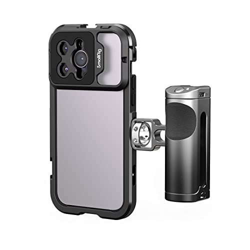 SMALLRIG Smartphone Video Rig Kit für iPhone 14 Pro Max mit Griff zur drahtlosen Steuerung, Aluminium Videostabilisator Kit für Filmemachen/Videografie/Live-Streaming/Vlog-4099 von SMALLRIG