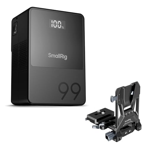 SMALLRIG V-Mount Akku VB99, 99Wh/6800mAh Mini V-Mount Akku mit PD 100W USB-C Schnellladung, mit V-Mount Akkuplatte, V-Mount Akku und Platte für DSLR Kamera, Camcorder, Stativ – 5048 von SMALLRIG
