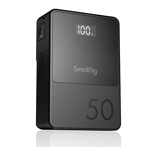 SMALLRIG VB50 Mini V Mount Akku, 3400mAh (50Wh) mit OLED-Bildschirm, V Lock Battery für Fotografen und Filmemacher, Unterstützt 45W PD USB-C Schnellladung, D-TAP und USB-A, Zwei DC-Anschlüsse - 3579 von SMALLRIG