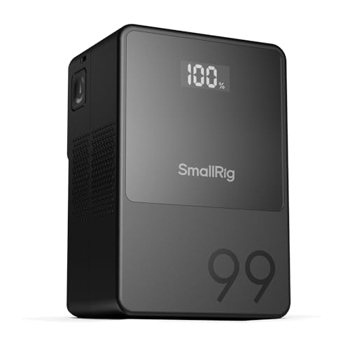 SMALLRIG VB99 Mini V Mount Akku, 6700mAh 99Wh 14.8V mit OLED Screen, V Mount Battery für Fotografen und Filmemacher, Unterstützt 65W PD USB-C Schnellladung, D-TAP, USB-A, Zwei DC-Anschlüsse - 3580 von SMALLRIG