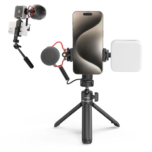 SMALLRIG VK-50 Vlogging Kit für iPhone, Content Creator Kit für YouTube und TikTok Starter, Videoaufzeichnungsausrüstung, mit Telefonstativ, Telefonhalterung, Licht und Richtmikrofon – 4369 von SMALLRIG