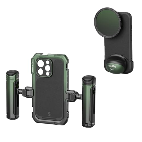 SMALLRIG x Brandon Li Mobiles Video-Kit für iPhone 16 Pro Max, Telefonkäfig mit FilMov Leichtgewicht-Telefonhüllen-Kit, drehbare kabellose QR-Griffe, 67-mm-Magnet-VND-Filter-Kit, für MagSafe – 5001 von SMALLRIG