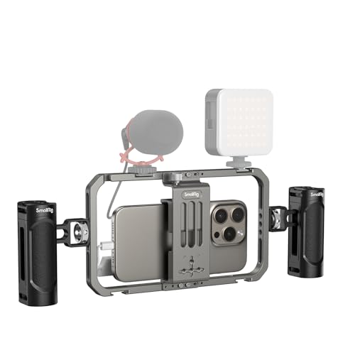 SmallRig Universal Smartphone Video Rig All-in-One Handy Video Kit für Video Creators, Aluminium Handheld Cage Kit für iPhone 15/14 / 13 Pro Max für Huawei und andere – 4121 von SMALLRIG