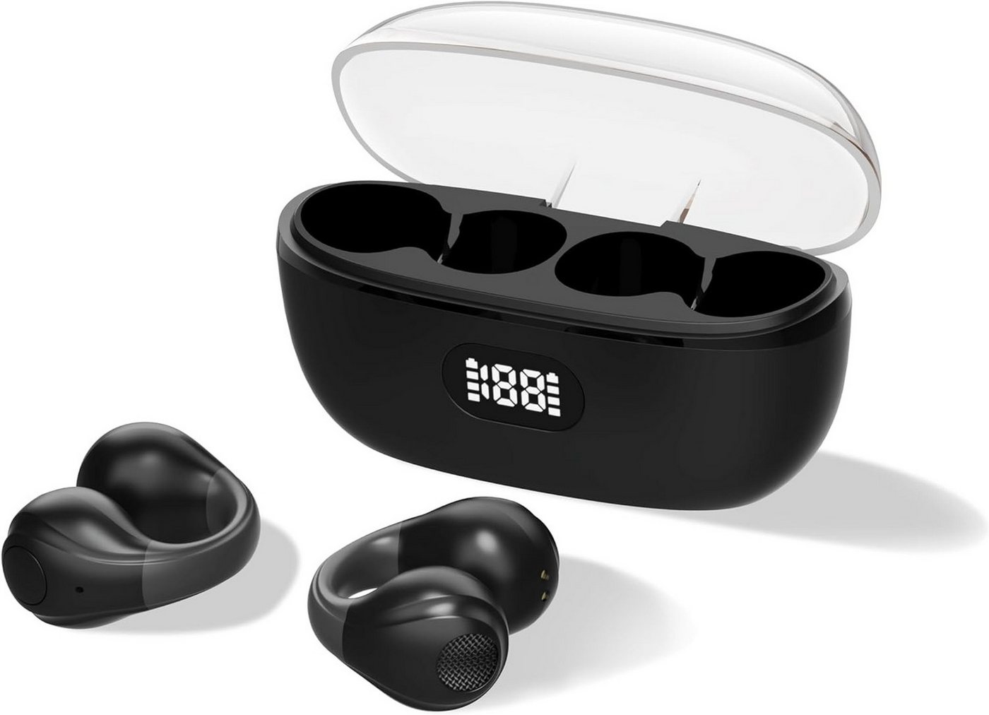 SMALLRT Bluetooth 5.3 mit Mic Stereo Ohr-Clip, kabellose IP7 wasserdicht In-Ear-Kopfhörer (Wasserdichte Technologie für stabilen Halt. Hochwertige Materialien und stabile Konnektivität, offene Bluetooth-für Sport, Laufen) von SMALLRT