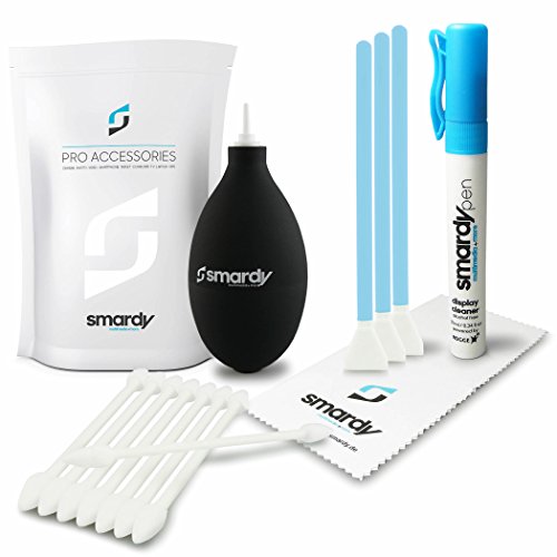 5in1 Profi Kamera Sensor Reinigungsset KIT - 3X Microfaser CCD/CMOS Sensor Reinigung Swab 16 mm + 10ml SprayPen mit Rogge® - Lens Sensor Cleaner + Blasebalg + 8 Reinigungsstäbchen + Mikrofasertuch von SMARDY