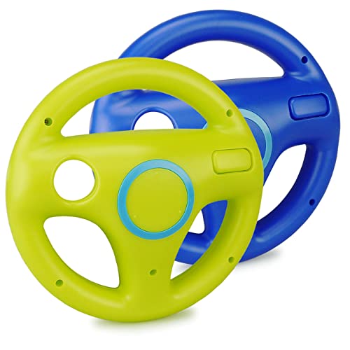 SMARDY 2x Lenkrad Grün + Blau Racing Wheel Kompatibel mit Nintendo Wii U Fernbedienung Controller für Mario Kart Game Rennspiele von SMARDY