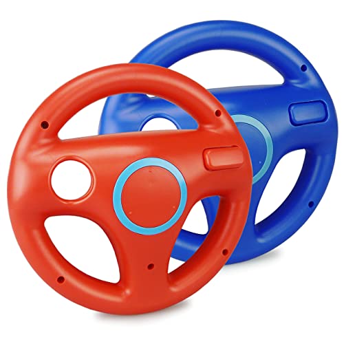SMARDY 2x Lenkrad Rot + Blau Racing Wheel Kompatibel mit Nintendo Wii U Fernbedienung Controller für Mario Kart Game Rennspiele von SMARDY