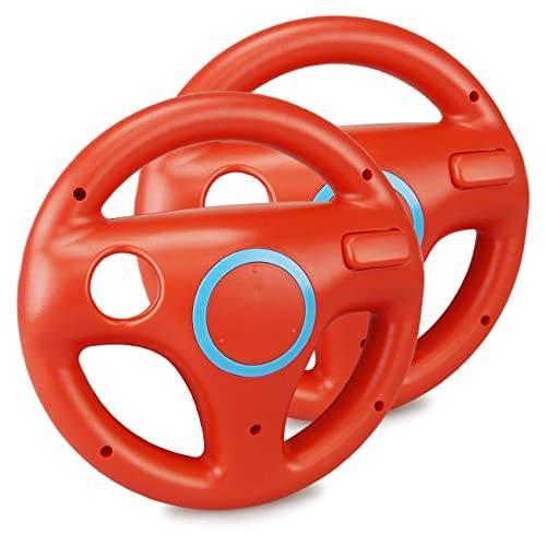 SMARDY 2x Lenkrad Rot Racing Wheel Kompatibel mit Nintendo Wii U Fernbedienung Controller für Mario Kart Game Rennspiele von SMARDY