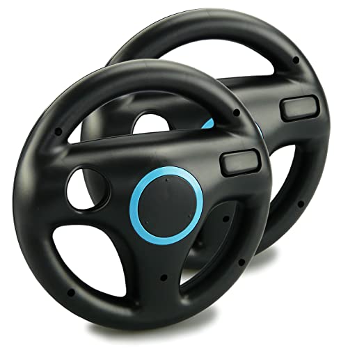 SMARDY 2x Lenkrad Schwarz Racing Wheel Kompatibel mit Nintendo Wii U Fernbedienung Controller für Mario Kart Game Rennspiele von SMARDY