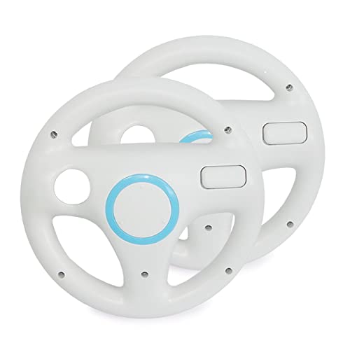 SMARDY 2x Lenkrad Weiss Racing Wheel Kompatibel mit Nintendo Wii U Fernbedienung Controller für Mario Kart Game Rennspiele von SMARDY
