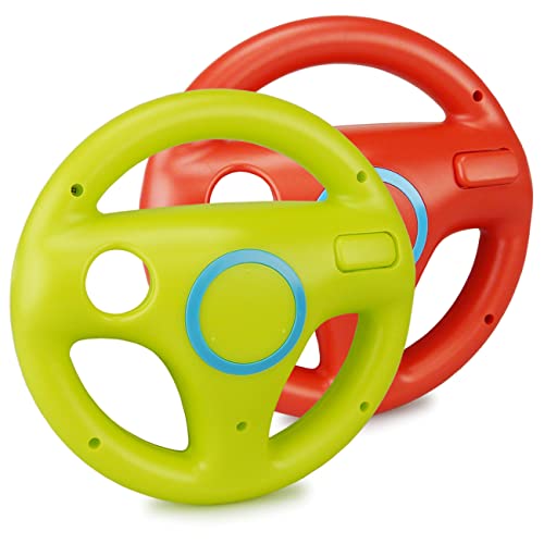 smardy 2x Lenkrad Rot + Grün Racing Wheel Kompatibel mit Nintendo Wii U Fernbedienung Controller für Mario Kart Game Rennspiele von SMARDY