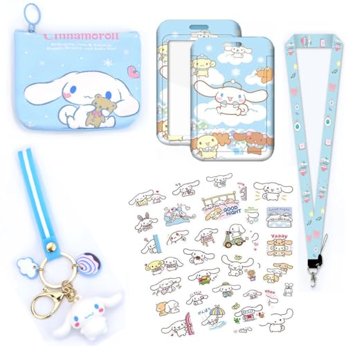 Cinnamoroll Ausweishalter mit Umhängeband und Schlüsselanhänger, Geldbörse, Aufkleber, 50-teiliges Set für Mädchen Cinnamoroll Ausweishalter mit Umhängeband und Schlüsselanhänger, Geldbörse, Aufkleber, 50-teiliges Set für Mädchen von SMAROICE