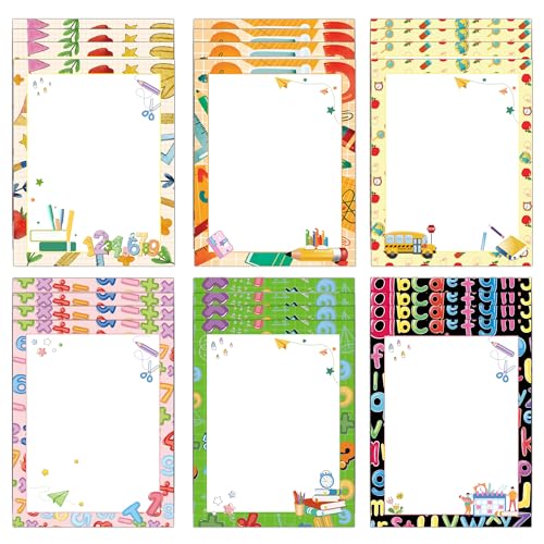Briefpapier für Schulanfang, bunt, 21,6 x 27,9 cm, für den ersten Schultag, für Studenten, Lehrer, Drucknotizen, 60 Stück Briefpapier für Schulanfang, bunt, 21,6 x 27,9 cm, für den ersten Schultag, für Studenten, Lehrer, Drucknotizen, 60 Stück von SMARSTICKER