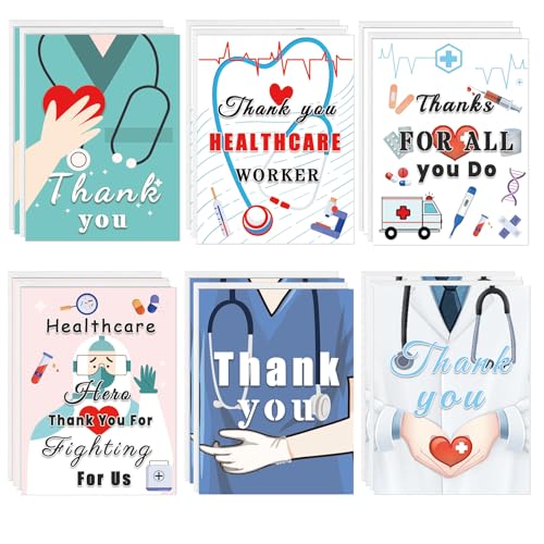 Dankeskarte für Gesundheitsarbeiter, medizinische Wertschätzungskarte, Dankeskarte, Arztkarten mit Umschlägen, Krankenschwestern, Woche, Grußkarten für Krankenschwestern, Woche, Abschlussfeier, von SMARSTICKER