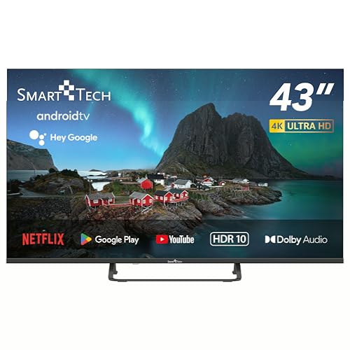 SMART TECH Smart TV, 43 Zoll 4K UHD, Android TV, Wi-Fi, DVB-T2/C/S2, HbbTV, Netflix, YouTube, Dolby Audio, 2023 [43UA20V3] von SMART TECH