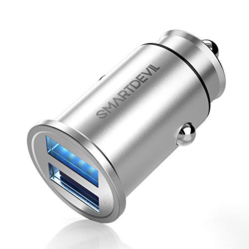 Auto ladegerät, SmartDevil Kfz Ladegerät 12V 2 Port QC 3.0 Zigarettenanzünder USB Ladegerät für iPhone XR Xs X 8 7, Samsung Galaxy S9 S8 S7, Huawei P30 P20 P10, HTC LG iPad Powerbank usw. Silber von SMARTDEVIL